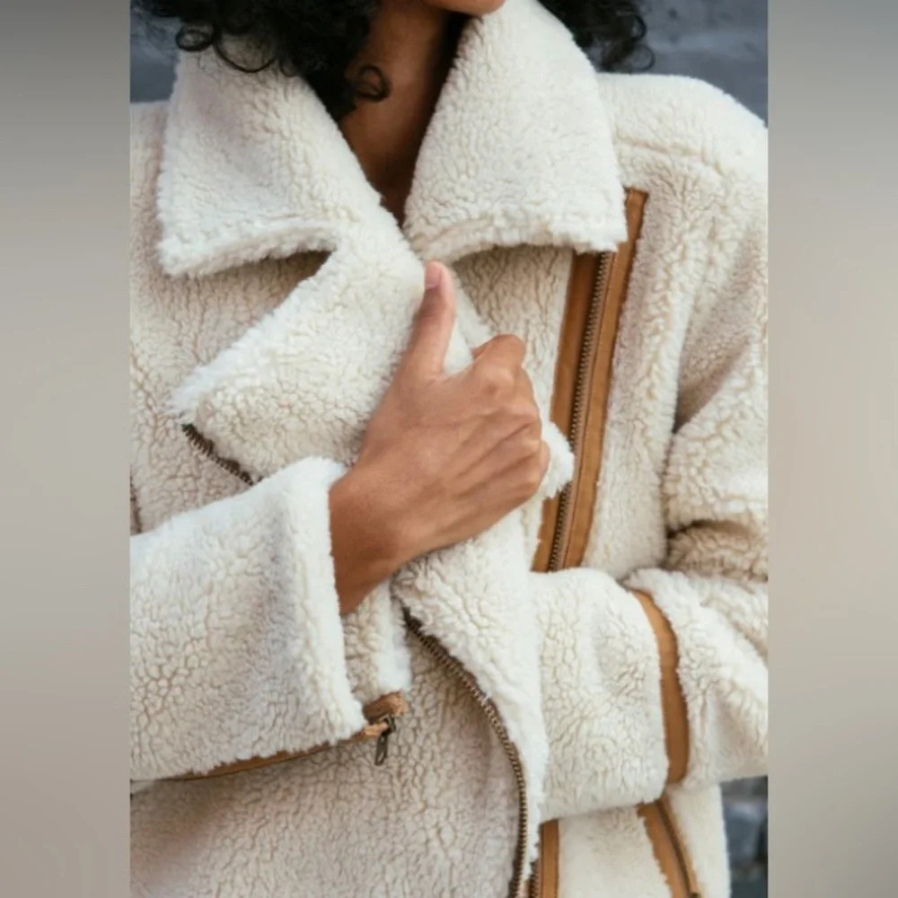 Faherty Jacket Women’s Large Montana Moto Coat Shearling Sherpa Jacket